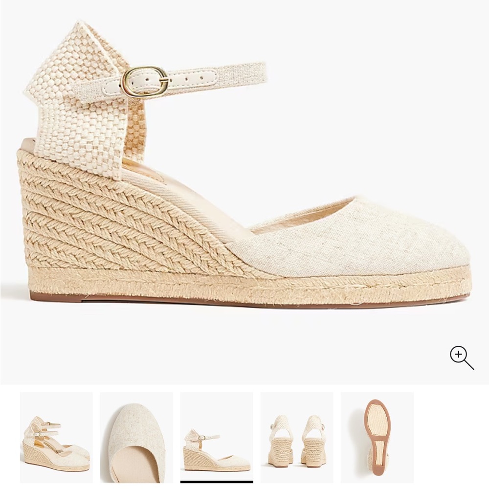 J. Crew Factory Espadrille Wedge Sandals Cream Gold. Ankle Strap Size 9